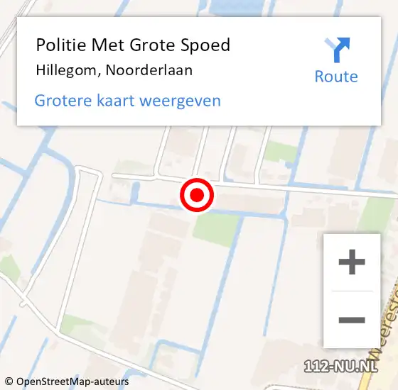 Locatie op kaart van de 112 melding: Politie Met Grote Spoed Naar Hillegom, Noorderlaan op 18 december 2022 22:40