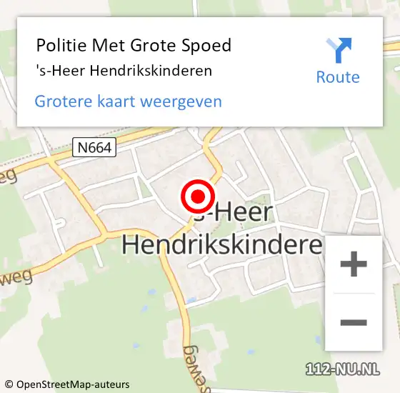 Locatie op kaart van de 112 melding: Politie Met Grote Spoed Naar 's-Heer Hendrikskinderen op 18 december 2022 22:43