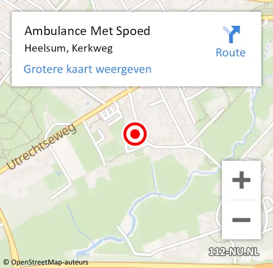 Locatie op kaart van de 112 melding: Ambulance Met Spoed Naar Heelsum, Kerkweg op 18 december 2022 22:50