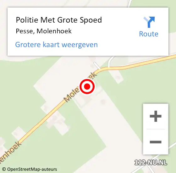 Locatie op kaart van de 112 melding: Politie Met Grote Spoed Naar Pesse, Molenhoek op 18 december 2022 23:30