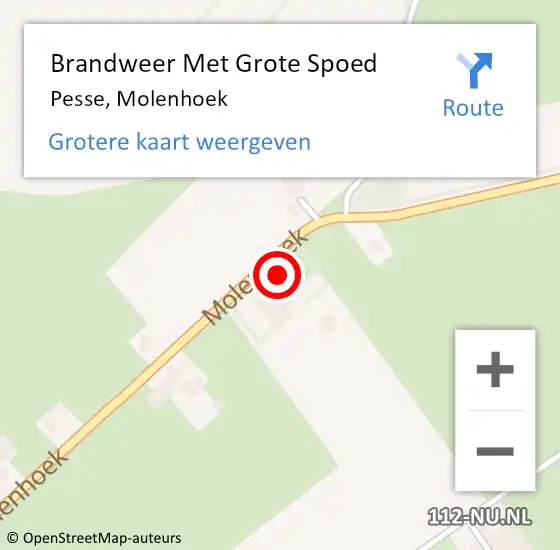 Locatie op kaart van de 112 melding: Brandweer Met Grote Spoed Naar Pesse, Molenhoek op 18 december 2022 23:31