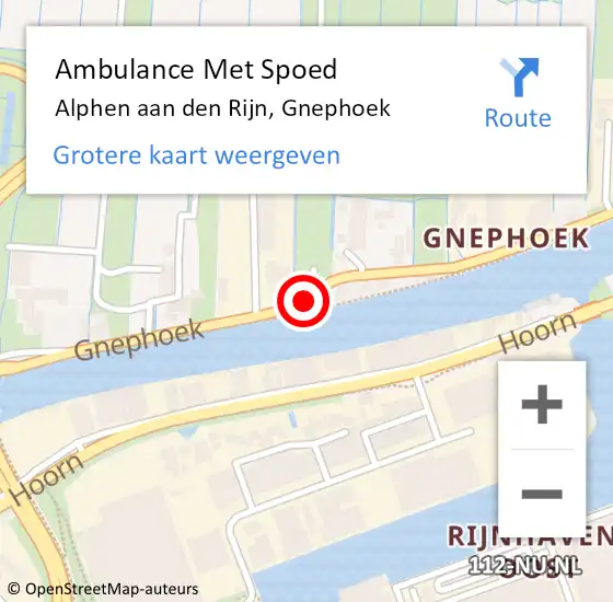 Locatie op kaart van de 112 melding: Ambulance Met Spoed Naar Alphen aan den Rijn, Gnephoek op 18 december 2022 23:40