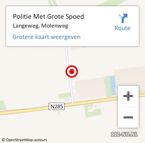 Locatie op kaart van de 112 melding: Politie Met Grote Spoed Naar Langeweg, Molenweg op 18 december 2022 23:51