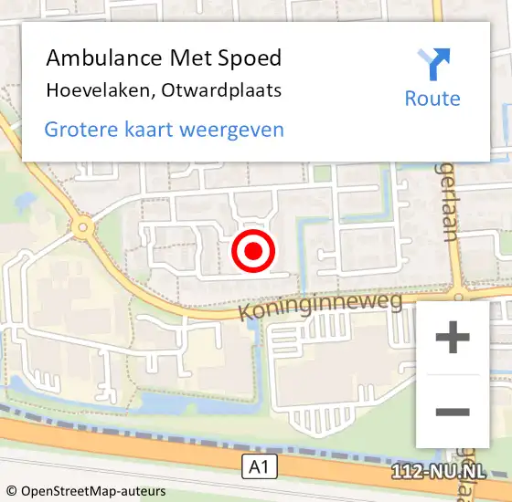 Locatie op kaart van de 112 melding: Ambulance Met Spoed Naar Hoevelaken, Otwardplaats op 18 december 2022 23:53