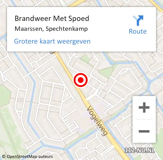 Locatie op kaart van de 112 melding: Brandweer Met Spoed Naar Maarssen, Spechtenkamp op 19 december 2022 00:32