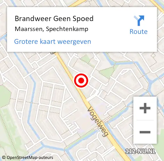 Locatie op kaart van de 112 melding: Brandweer Geen Spoed Naar Maarssen, Spechtenkamp op 19 december 2022 00:44