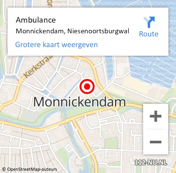 Locatie op kaart van de 112 melding: Ambulance Monnickendam, Niesenoortsburgwal op 19 december 2022 01:13