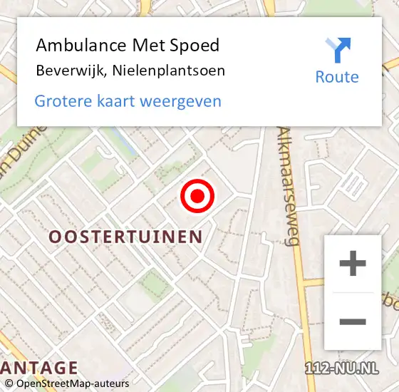 Locatie op kaart van de 112 melding: Ambulance Met Spoed Naar Beverwijk, Nielenplantsoen op 19 december 2022 01:38