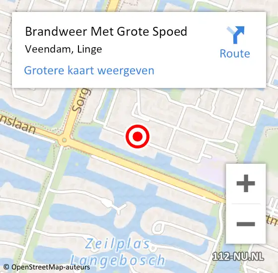 Locatie op kaart van de 112 melding: Brandweer Met Grote Spoed Naar Veendam, Linge op 19 december 2022 02:10