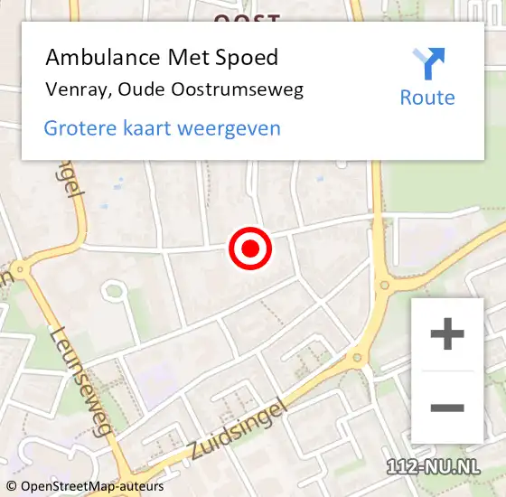 Locatie op kaart van de 112 melding: Ambulance Met Spoed Naar Venray, Oude Oostrumseweg op 19 december 2022 02:23