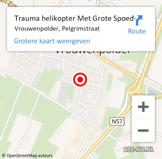 Locatie op kaart van de 112 melding: Trauma helikopter Met Grote Spoed Naar Vrouwenpolder, Pelgrimstraat op 19 december 2022 02:43