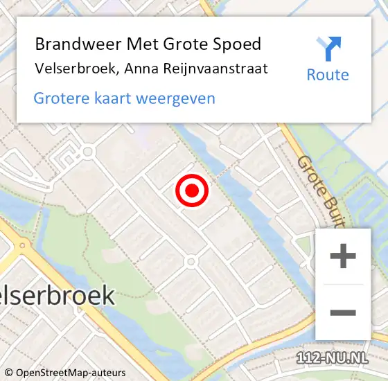 Locatie op kaart van de 112 melding: Brandweer Met Grote Spoed Naar Velserbroek, Anna Reijnvaanstraat op 19 december 2022 03:56