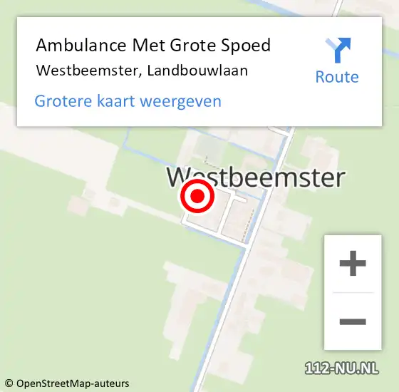 Locatie op kaart van de 112 melding: Ambulance Met Grote Spoed Naar Westbeemster, Landbouwlaan op 11 oktober 2013 00:03