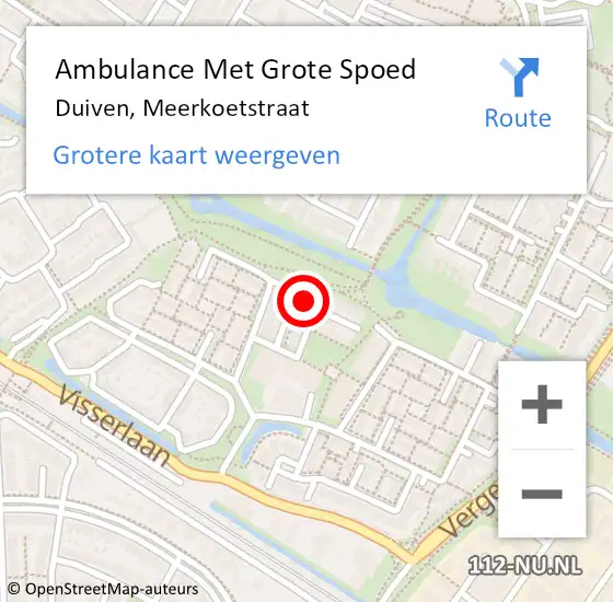 Locatie op kaart van de 112 melding: Ambulance Met Grote Spoed Naar Duiven, Meerkoetstraat op 19 december 2022 04:53