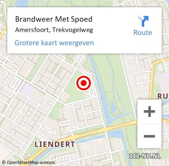 Locatie op kaart van de 112 melding: Brandweer Met Spoed Naar Amersfoort, Trekvogelweg op 19 december 2022 05:44