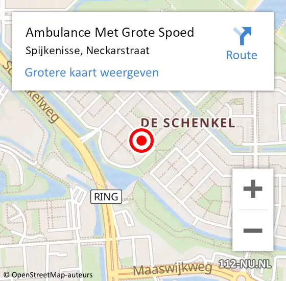 Locatie op kaart van de 112 melding: Ambulance Met Grote Spoed Naar Spijkenisse, Neckarstraat op 19 december 2022 06:24