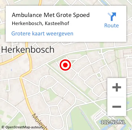 Locatie op kaart van de 112 melding: Ambulance Met Grote Spoed Naar Herkenbosch, Kasteelhof op 19 december 2022 06:47