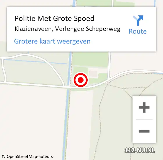 Locatie op kaart van de 112 melding: Politie Met Grote Spoed Naar Klazienaveen, Verlengde Scheperweg op 19 december 2022 07:06