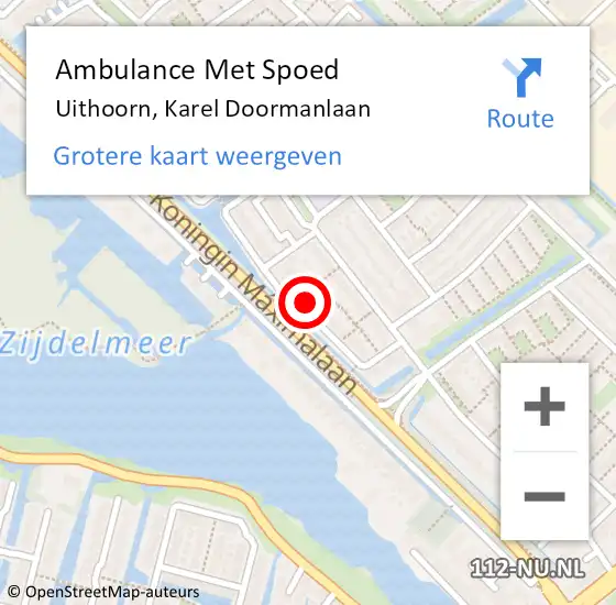 Locatie op kaart van de 112 melding: Ambulance Met Spoed Naar Uithoorn, Karel Doormanlaan op 19 december 2022 07:10