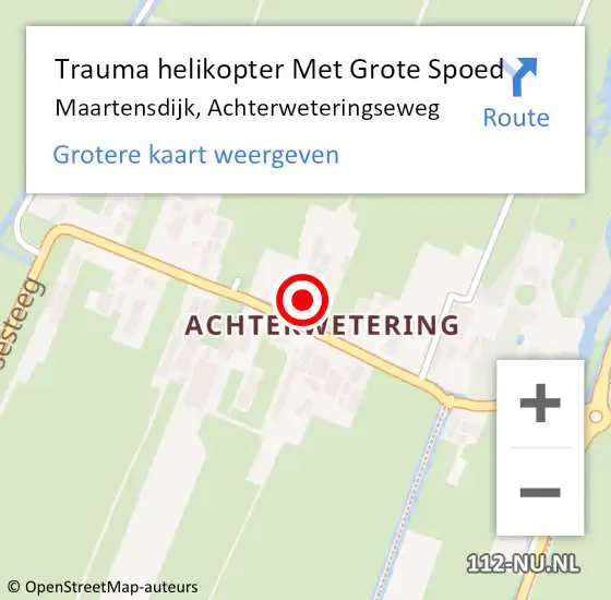 Locatie op kaart van de 112 melding: Trauma helikopter Met Grote Spoed Naar Maartensdijk, Achterweteringseweg op 19 december 2022 08:09