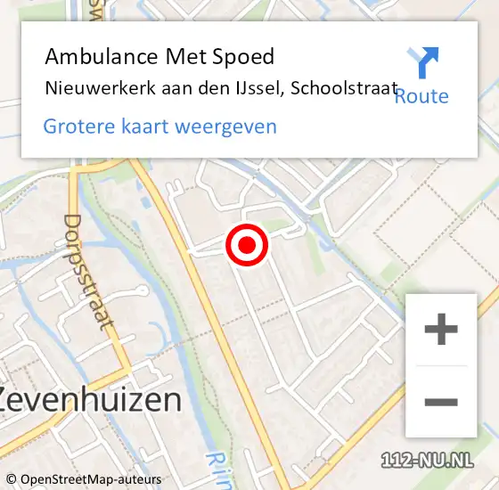 Locatie op kaart van de 112 melding: Ambulance Met Spoed Naar Nieuwerkerk aan den IJssel, Schoolstraat op 19 december 2022 08:11