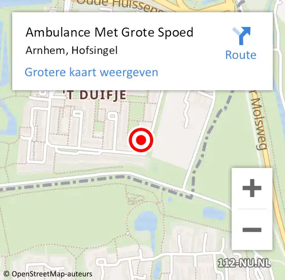 Locatie op kaart van de 112 melding: Ambulance Met Grote Spoed Naar Arnhem, Hofsingel op 19 december 2022 08:34