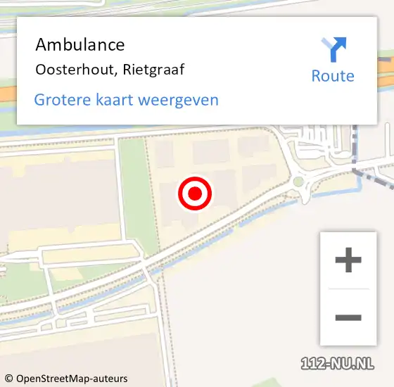 Locatie op kaart van de 112 melding: Ambulance Oosterhout, Rietgraaf op 19 december 2022 09:07