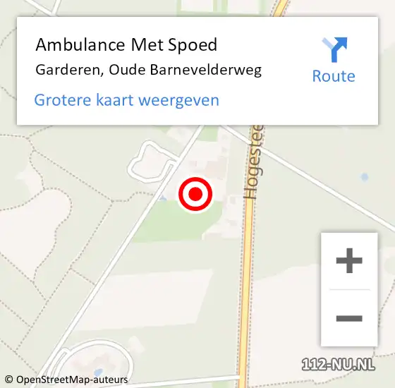 Locatie op kaart van de 112 melding: Ambulance Met Spoed Naar Garderen, Oude Barnevelderweg op 19 december 2022 09:16