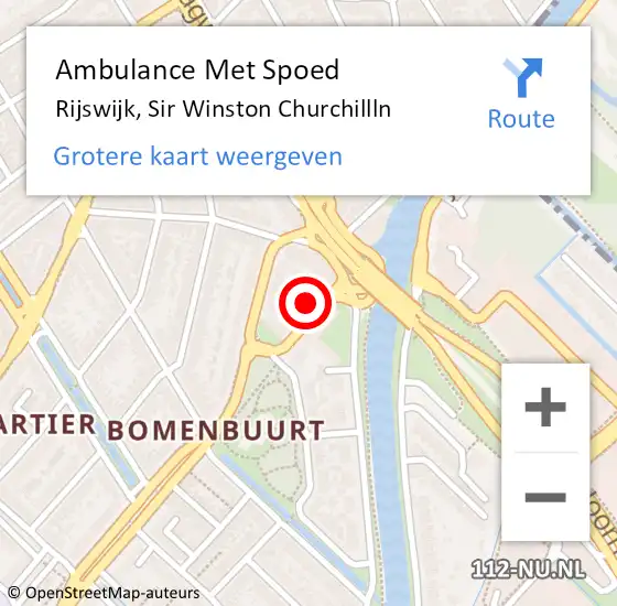 Locatie op kaart van de 112 melding: Ambulance Met Spoed Naar Rijswijk, Sir Winston Churchillln op 19 december 2022 09:17