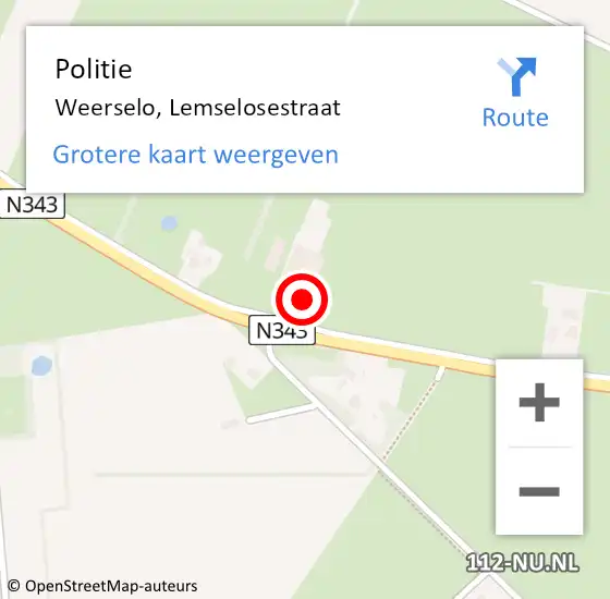 Locatie op kaart van de 112 melding: Politie Weerselo, Lemselosestraat op 19 december 2022 09:18