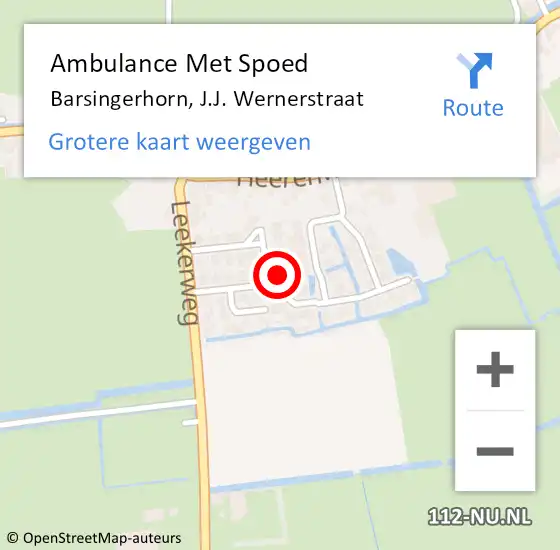 Locatie op kaart van de 112 melding: Ambulance Met Spoed Naar Barsingerhorn, J.J. Wernerstraat op 19 december 2022 09:50