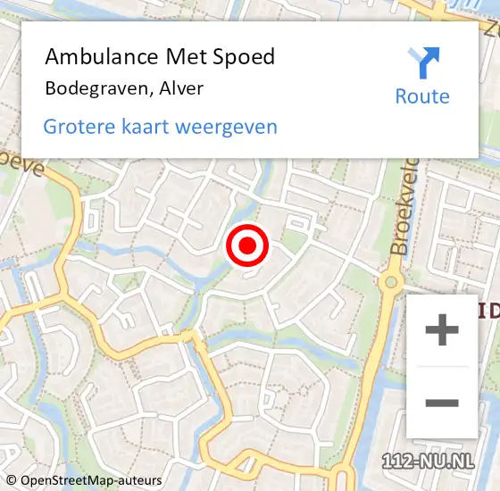 Locatie op kaart van de 112 melding: Ambulance Met Spoed Naar Bodegraven, Alver op 19 december 2022 10:01