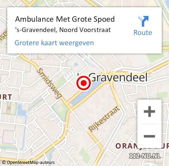 Locatie op kaart van de 112 melding: Ambulance Met Grote Spoed Naar 's-Gravendeel, Noord Voorstraat op 19 december 2022 10:18