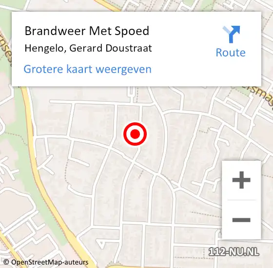 Locatie op kaart van de 112 melding: Brandweer Met Spoed Naar Hengelo, Gerard Doustraat op 19 december 2022 10:35