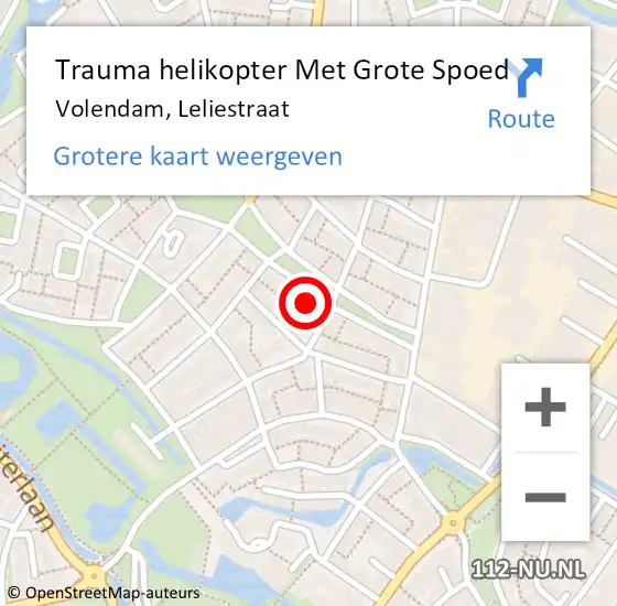 Locatie op kaart van de 112 melding: Trauma helikopter Met Grote Spoed Naar Volendam, Leliestraat op 19 december 2022 10:56