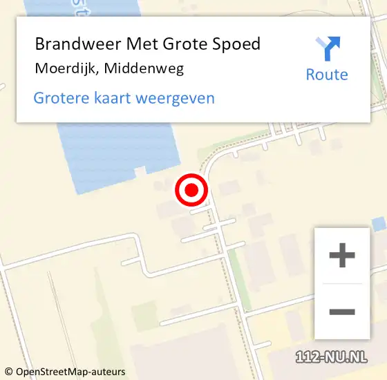 Locatie op kaart van de 112 melding: Brandweer Met Grote Spoed Naar Moerdijk, Middenweg op 19 december 2022 10:59