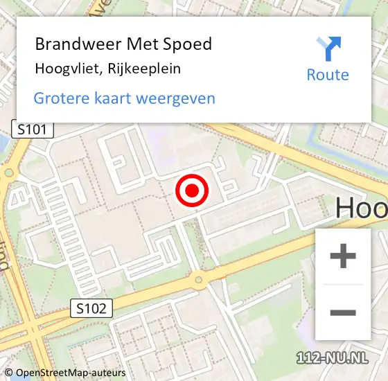 Locatie op kaart van de 112 melding: Brandweer Met Spoed Naar Hoogvliet, Rijkeeplein op 19 december 2022 11:09