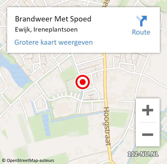 Locatie op kaart van de 112 melding: Brandweer Met Spoed Naar Ewijk, Ireneplantsoen op 19 december 2022 11:20