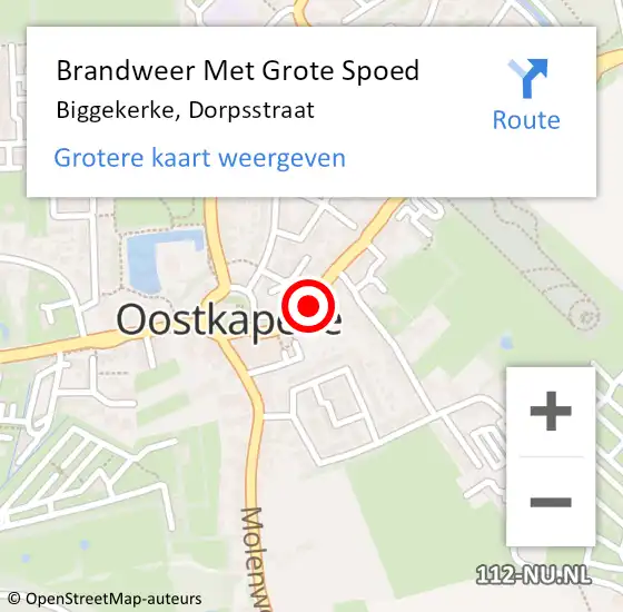 Locatie op kaart van de 112 melding: Brandweer Met Grote Spoed Naar Biggekerke, Dorpsstraat op 19 december 2022 11:22