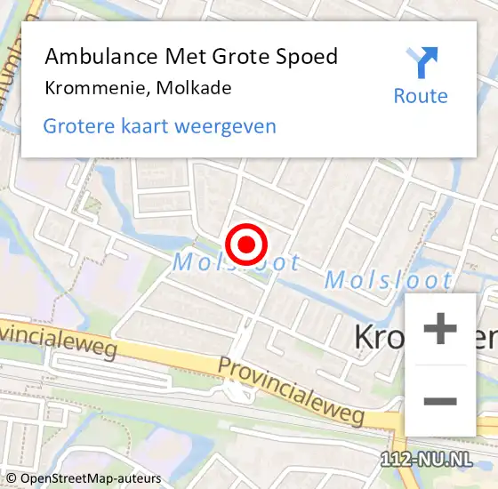 Locatie op kaart van de 112 melding: Ambulance Met Grote Spoed Naar Krommenie, Molkade op 19 december 2022 11:26
