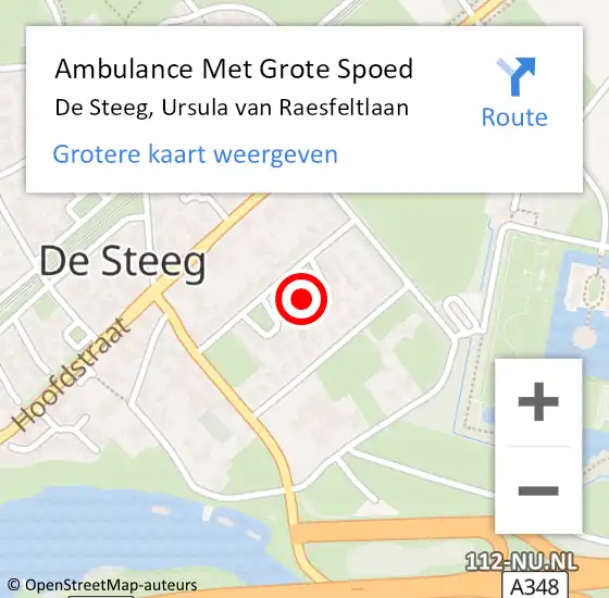 Locatie op kaart van de 112 melding: Ambulance Met Grote Spoed Naar De Steeg, Ursula van Raesfeltlaan op 19 december 2022 11:29