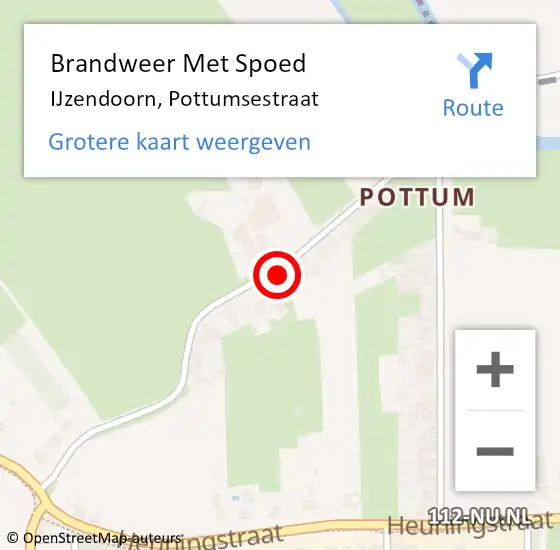 Locatie op kaart van de 112 melding: Brandweer Met Spoed Naar IJzendoorn, Pottumsestraat op 19 december 2022 11:32