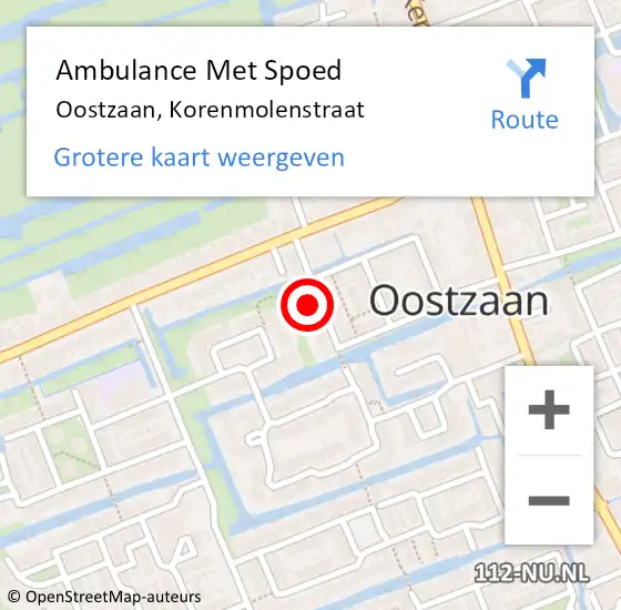 Locatie op kaart van de 112 melding: Ambulance Met Spoed Naar Oostzaan, Korenmolenstraat op 19 december 2022 11:35