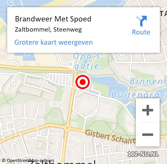 Locatie op kaart van de 112 melding: Brandweer Met Spoed Naar Zaltbommel, Steenweg op 19 december 2022 11:50