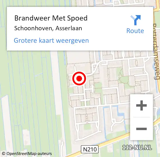 Locatie op kaart van de 112 melding: Brandweer Met Spoed Naar Schoonhoven, Asserlaan op 19 december 2022 12:09