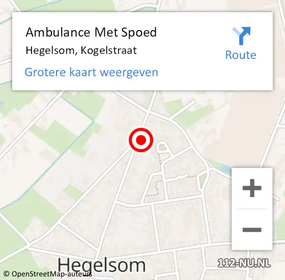 Locatie op kaart van de 112 melding: Ambulance Met Spoed Naar Hegelsom, Kogelstraat op 8 augustus 2014 23:06