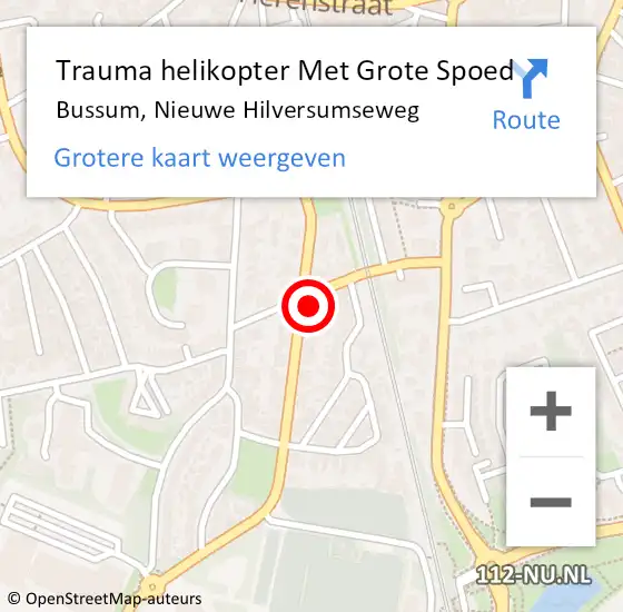 Locatie op kaart van de 112 melding: Trauma helikopter Met Grote Spoed Naar Bussum, Nieuwe Hilversumseweg op 19 december 2022 12:13