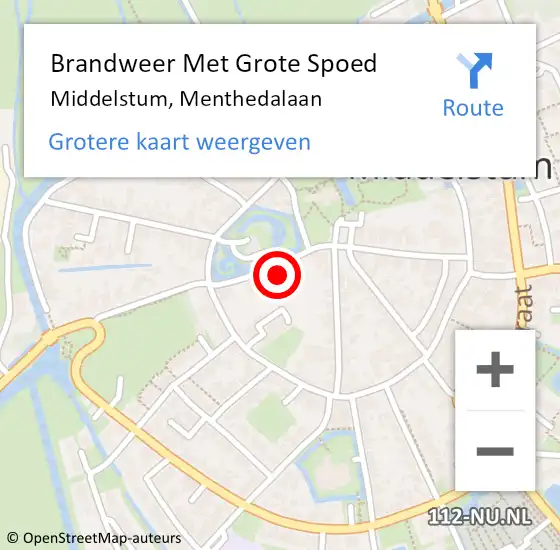 Locatie op kaart van de 112 melding: Brandweer Met Grote Spoed Naar Middelstum, Menthedalaan op 19 december 2022 12:21