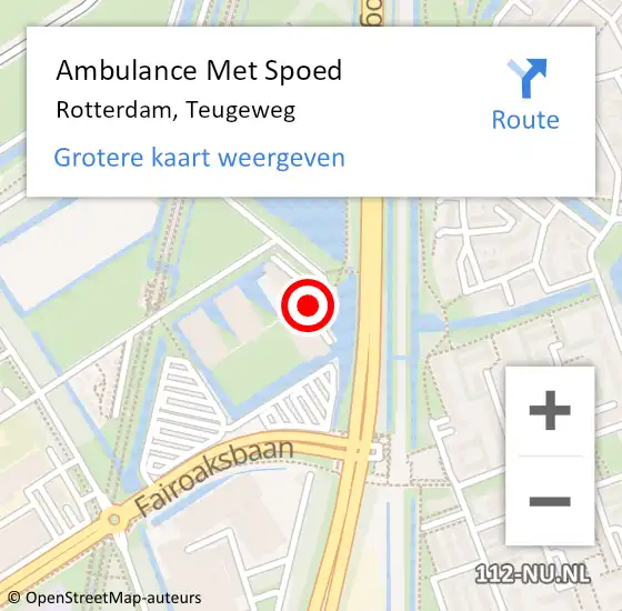 Locatie op kaart van de 112 melding: Ambulance Met Spoed Naar Rotterdam, Teugeweg op 19 december 2022 12:23