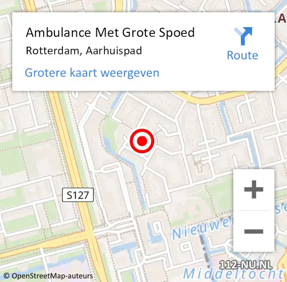 Locatie op kaart van de 112 melding: Ambulance Met Grote Spoed Naar Rotterdam, Aarhuispad op 19 december 2022 12:32